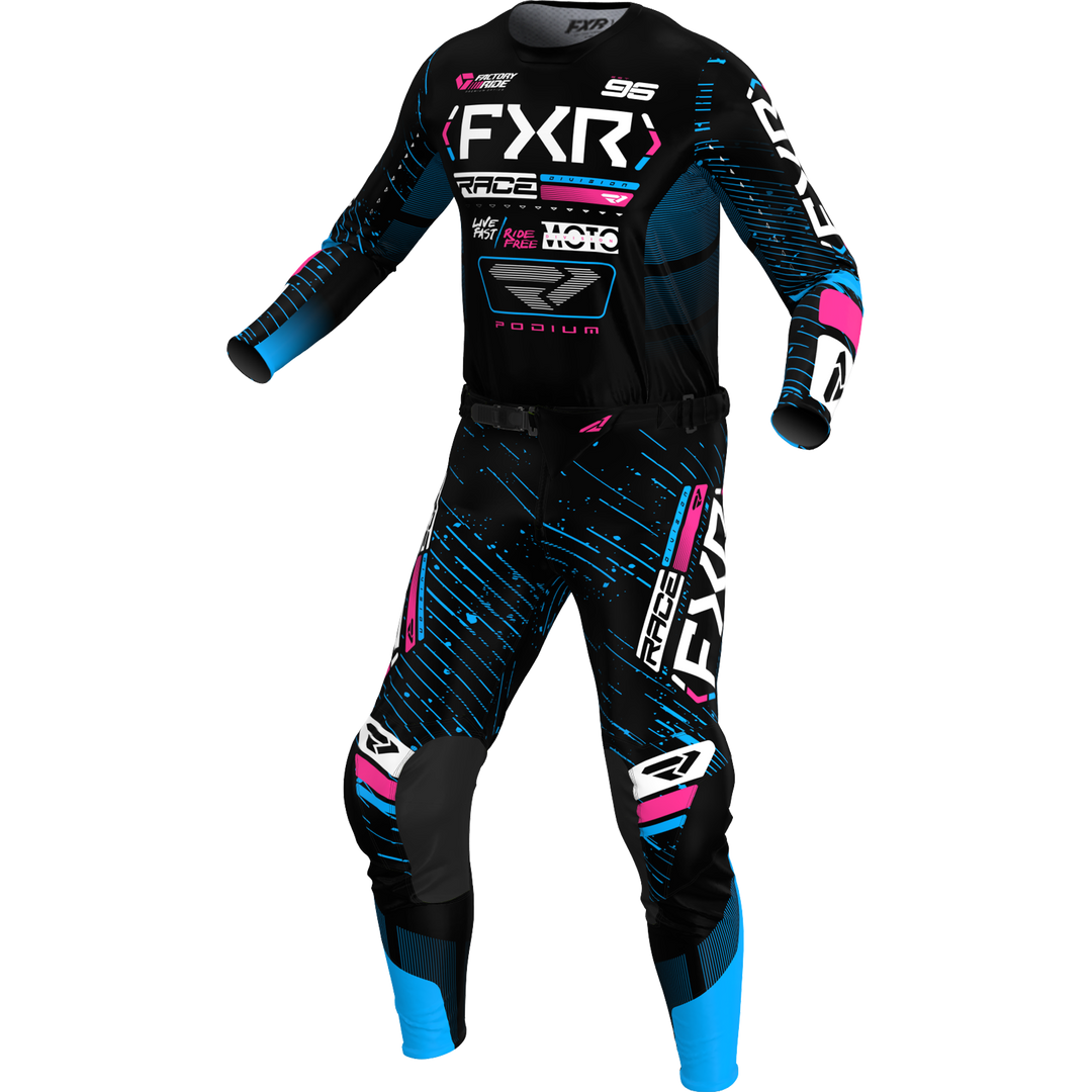 2025 FXR Youth Podium Black Cyan Blue Pink Kit Combo