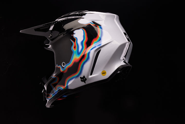 Limited Edition Scans FOX V3 RS Black White MX Helmet