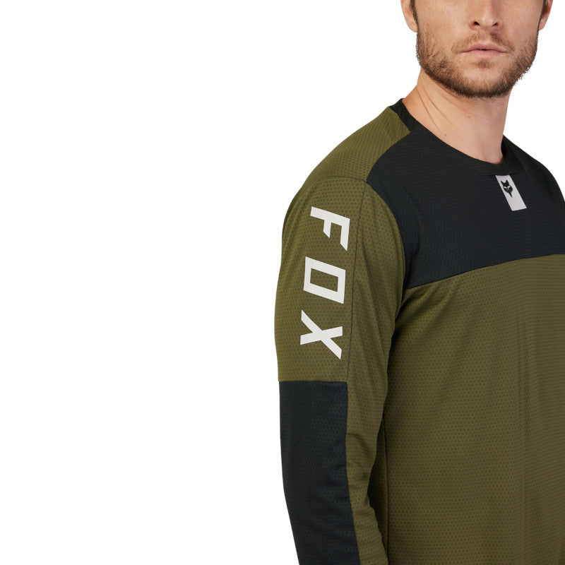 Fox Defend Foxhead Long Sleeve MTB Jersey Olive Green