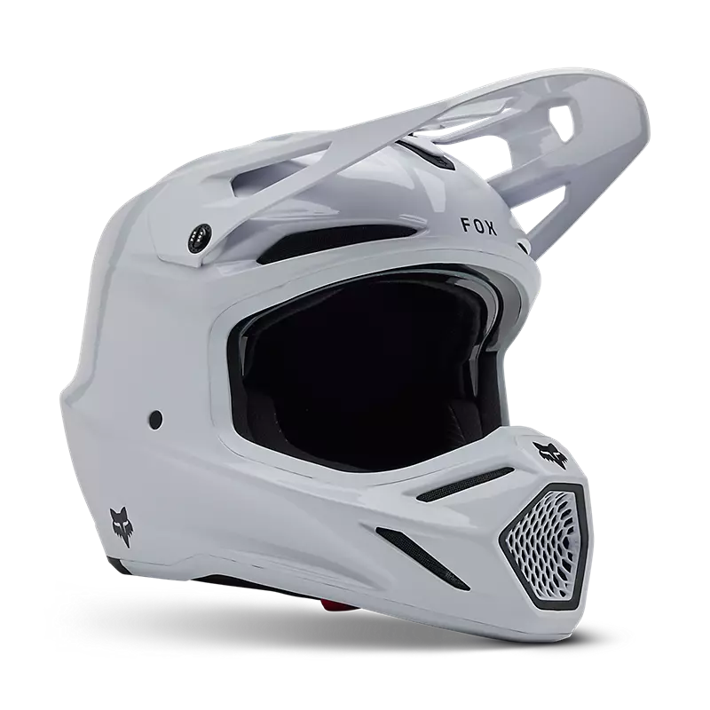 2025 Fox V3 RS Solid White Gloss Motocross Helmet