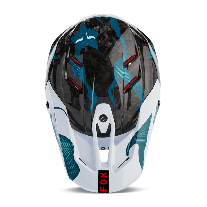 2024 Fox V3 RS WITHERED Black Maui Blue Motocross Helmet