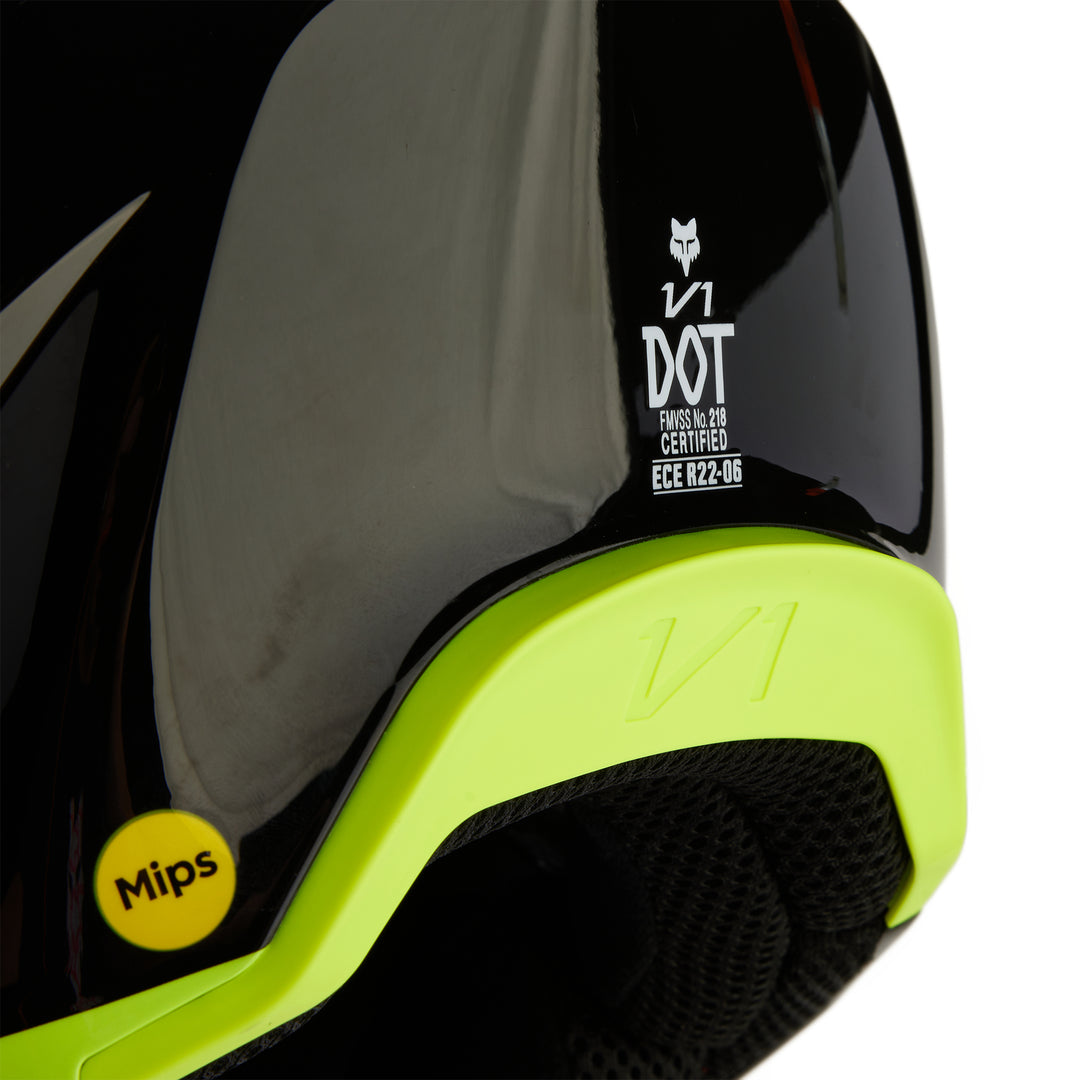 2024 Fox V1 STREAK Black Yellow Motocross Helmet