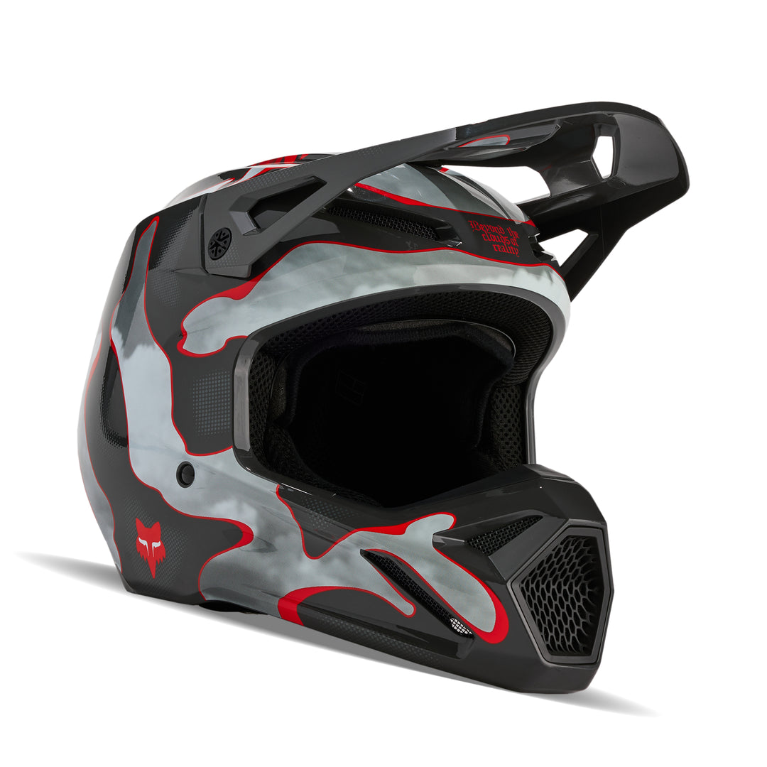 2024 Fox V1 ATLAS Grey Red Motocross Helmet