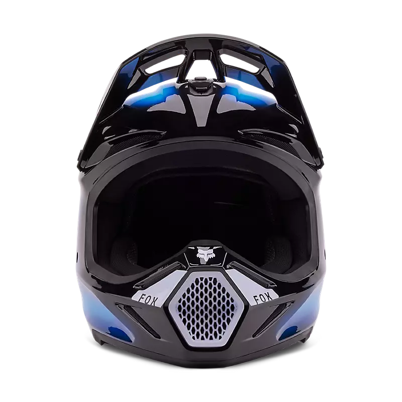 2024 Fox V3 Volatile Black Blue Motocross Helmet