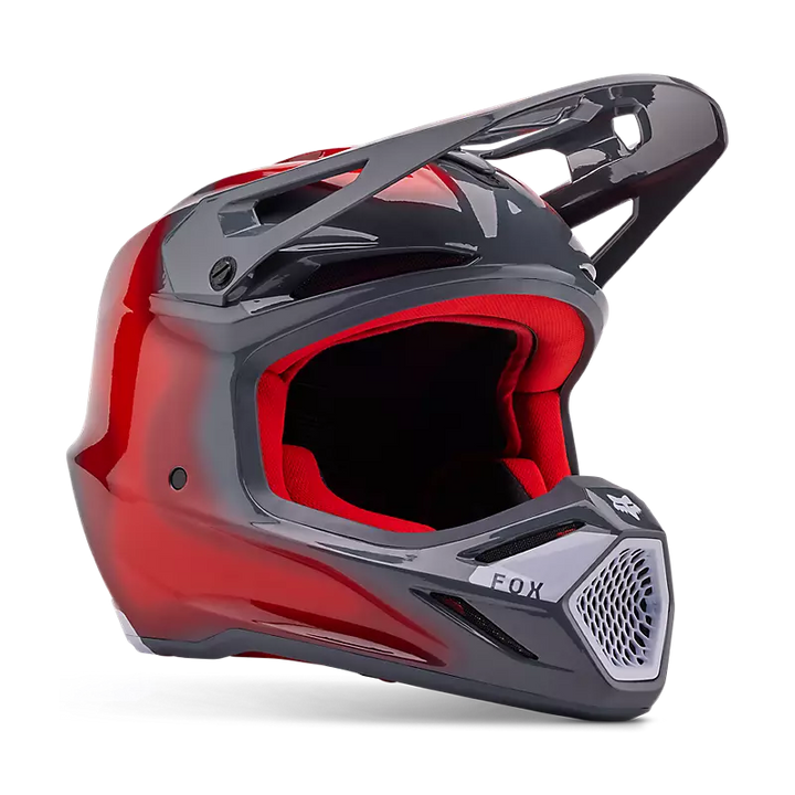 2024 Fox V3 Volatile Grey Red Motocross Helmet