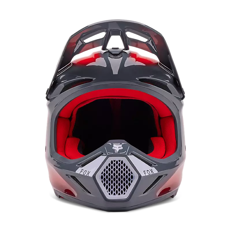 2024 Fox V3 Volatile Grey Red Motocross Helmet