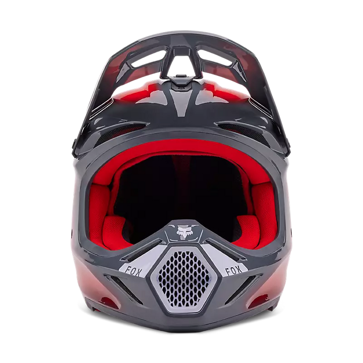 2024 Fox V3 Volatile Grey Red Motocross Helmet