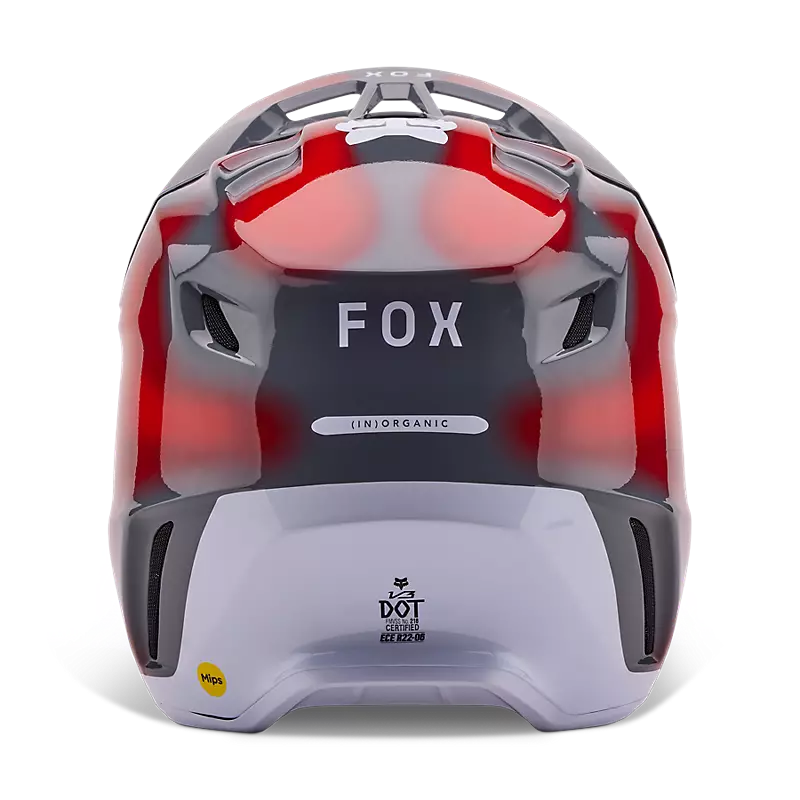 2024 Fox V3 Volatile Grey Red Motocross Helmet