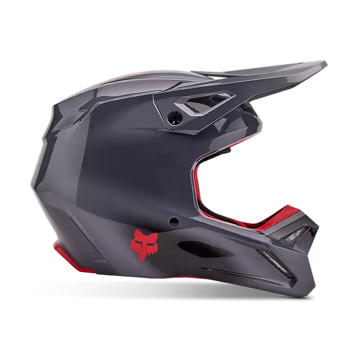 2024 Fox V1 Interfere Grey Red Motocross Helmet