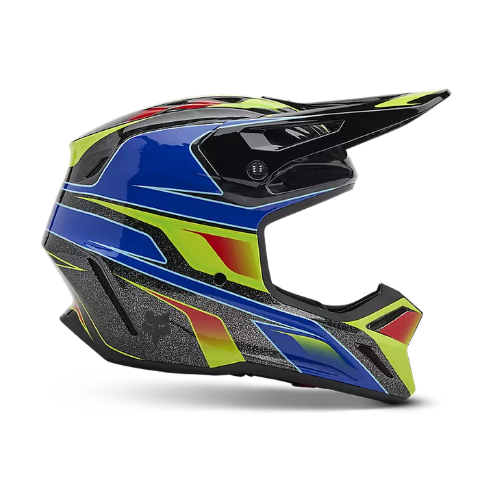 2025 Fox V3 RS Acric Blue Multicolour Motocross Helmet