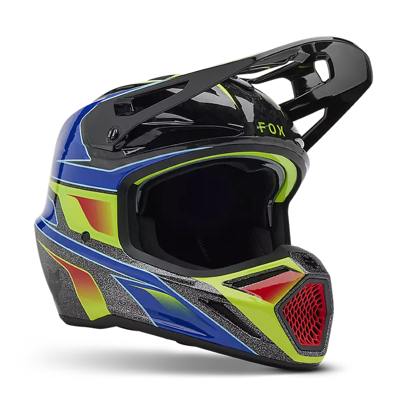 2025 Fox V3 RS Acric Blue Multicolour Motocross Helmet