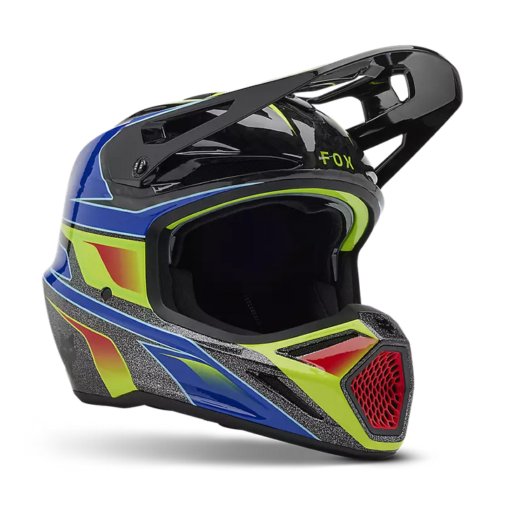 2025 Fox V3 RS Acric Blue Multicolour Motocross Helmet