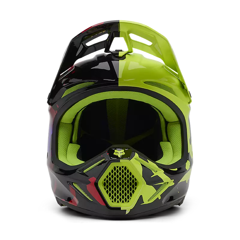 2025 Fox V3 Throttle Purple Yellow Motocross Helmet