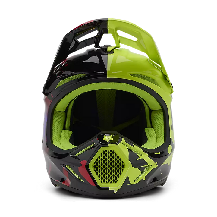 2025 Fox V3 Throttle Purple Yellow Motocross Helmet