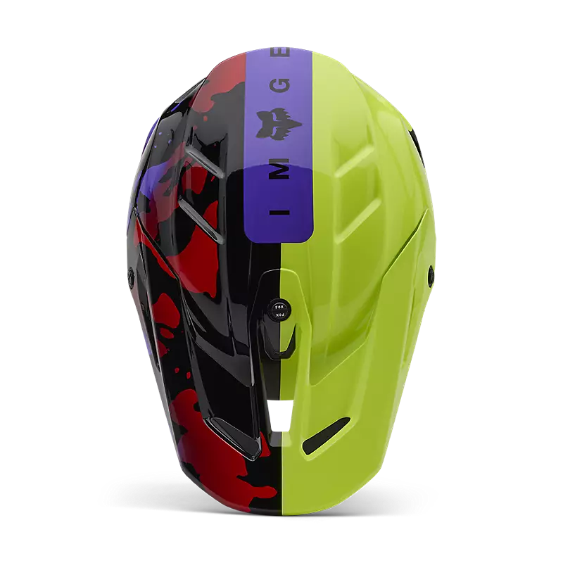 2025 Fox V3 Throttle Purple Yellow Motocross Helmet