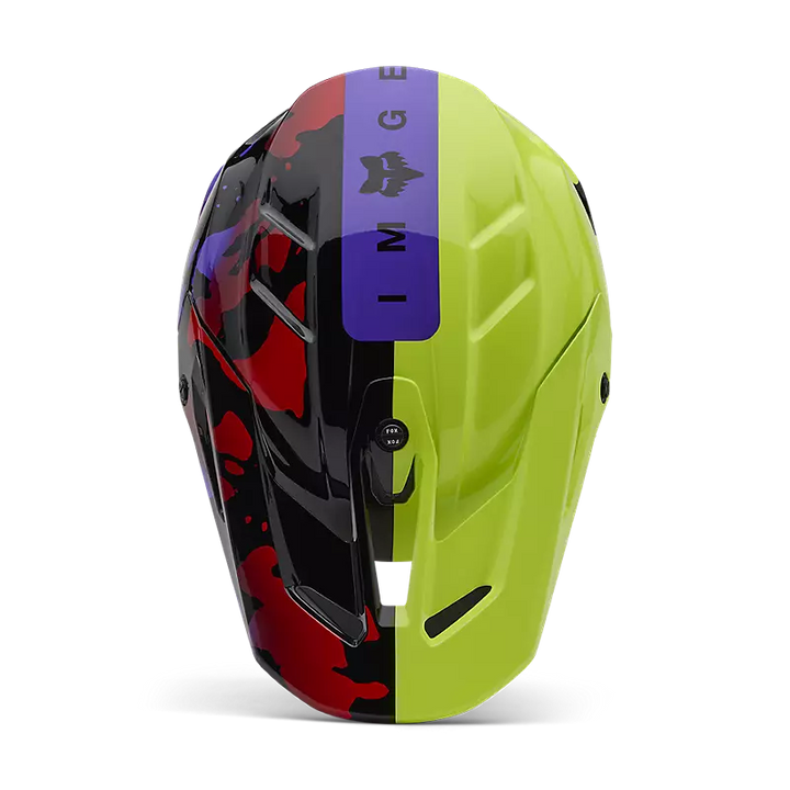 2025 Fox V3 Throttle Purple Yellow Motocross Helmet