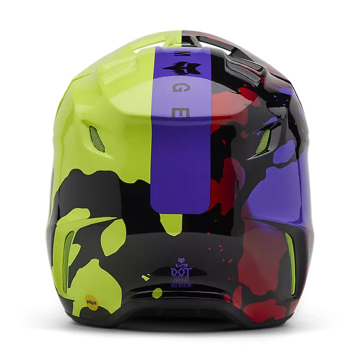 2025 Fox V3 Throttle Purple Yellow Motocross Helmet