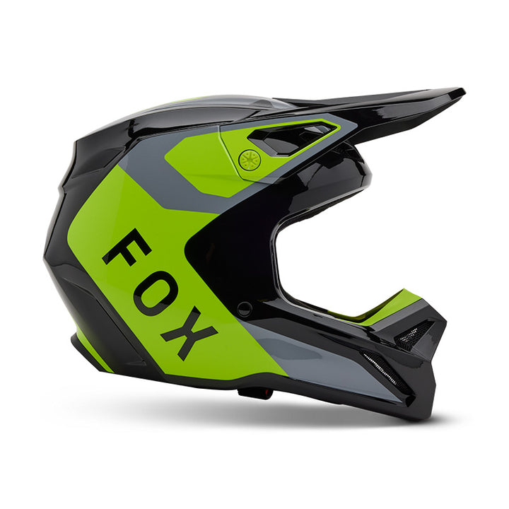 2025 Fox V1 Lean Grey Yellow Motocross Helmet