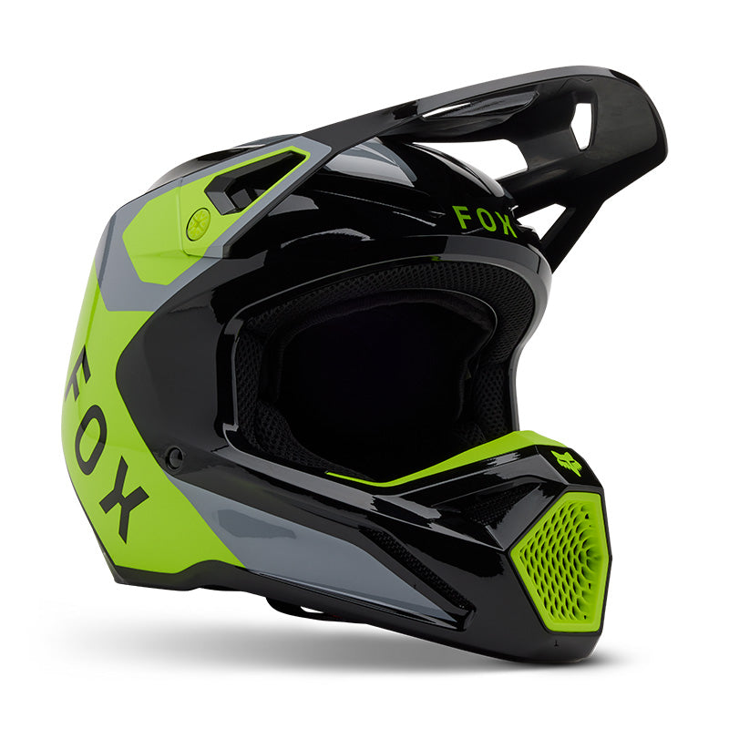 2025 Fox V1 Lean Grey Yellow Motocross Helmet