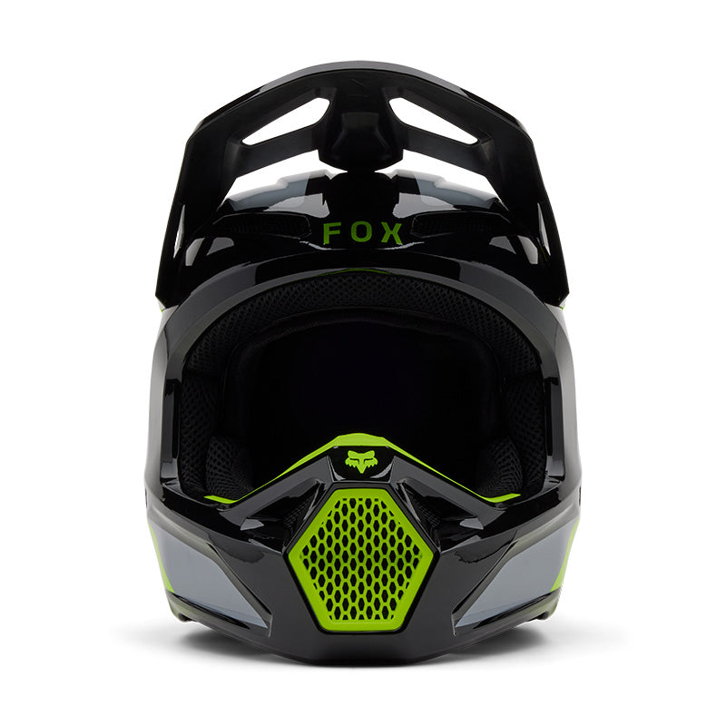 2025 Fox V1 Lean Grey Yellow Motocross Helmet