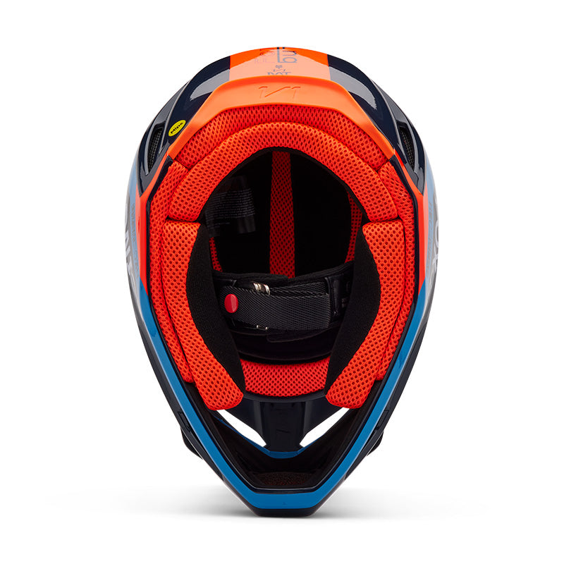 2025 Fox V1 Race Spec Blue Orange Motocross Helmet