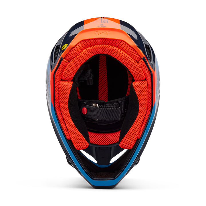 2025 Fox V1 Race Spec Blue Orange Motocross Helmet