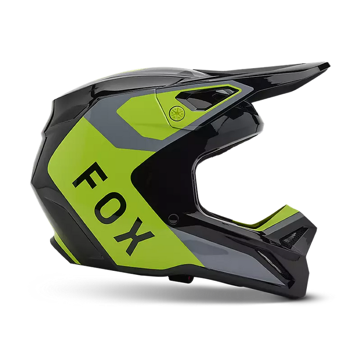 2025 Fox Youth V1 Lean Grey Yellow Helmet