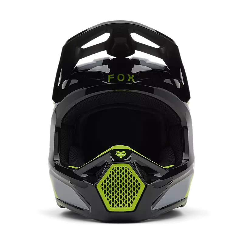 2025 Fox Youth V1 Lean Grey Yellow Helmet