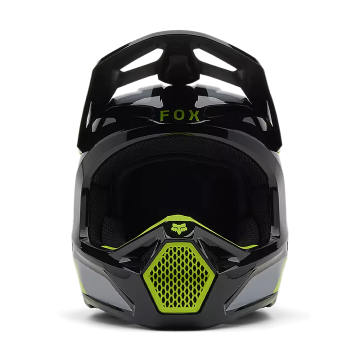 2025 Fox Youth V1 Lean Grey Yellow Helmet