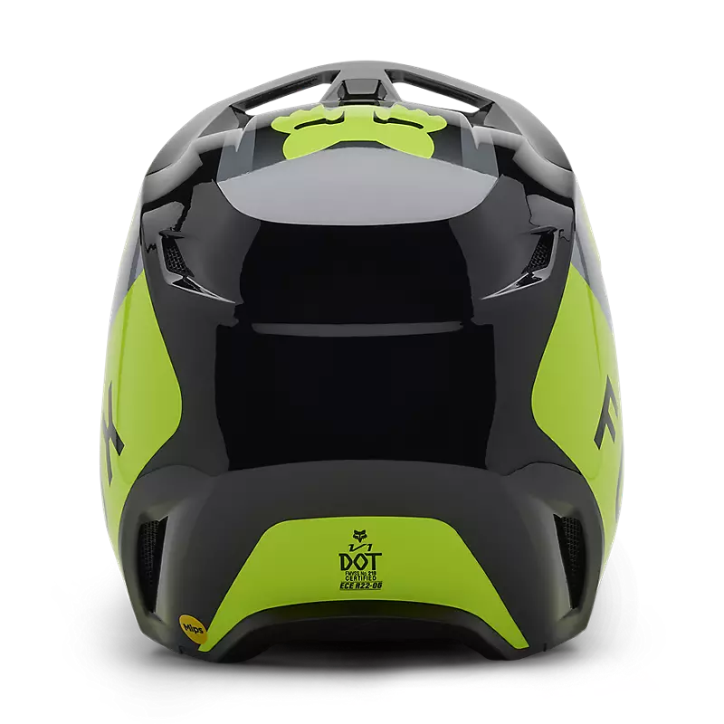 2025 Fox Youth V1 Lean Grey Yellow Helmet