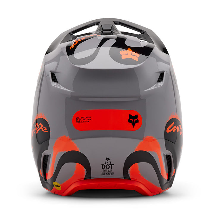 2025 Fox V1 Emotion Grey Orange Motocross Helmet