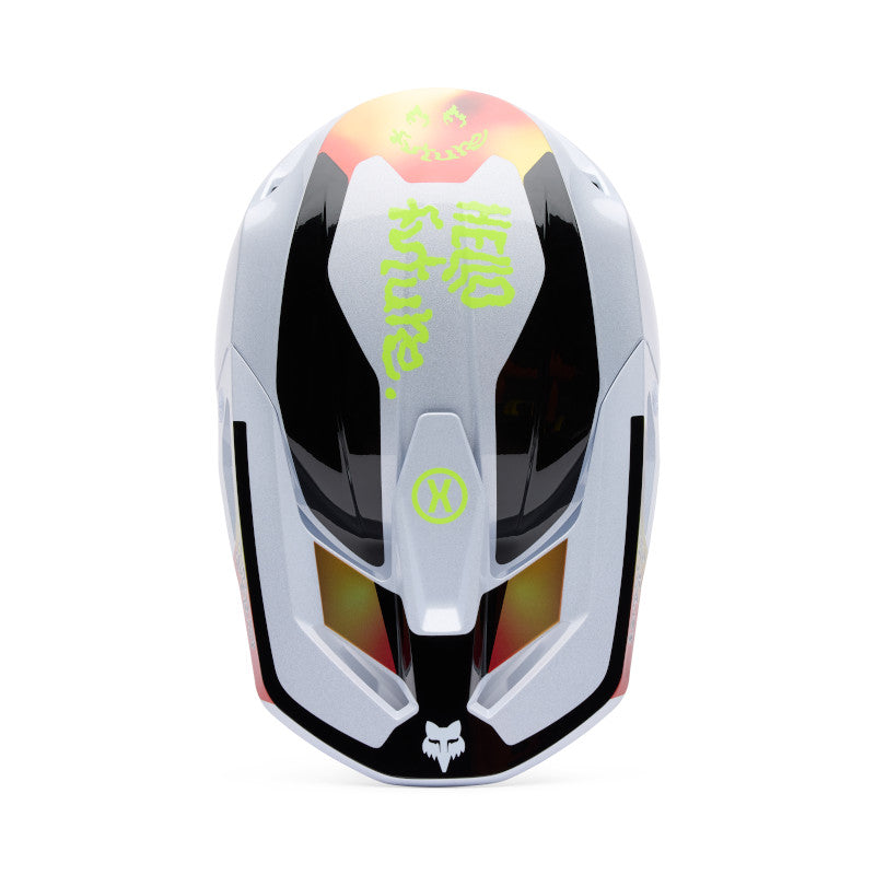 2025 Spring Fox V1 Hello Future White Motocross Helmet