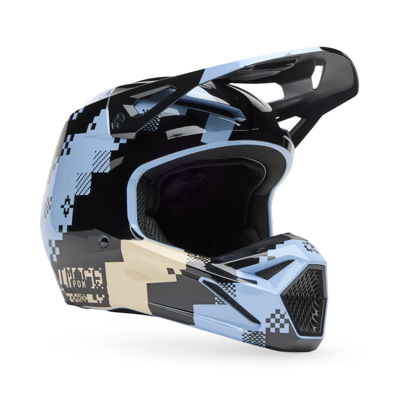 2025 Spring Fox V1 Digi Image Blue Motocross Helmet