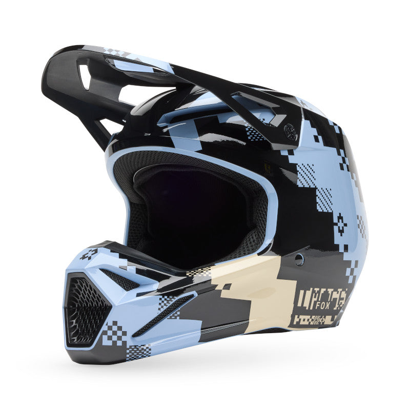 2025 Spring Fox V1 Digi Image Blue Motocross Helmet