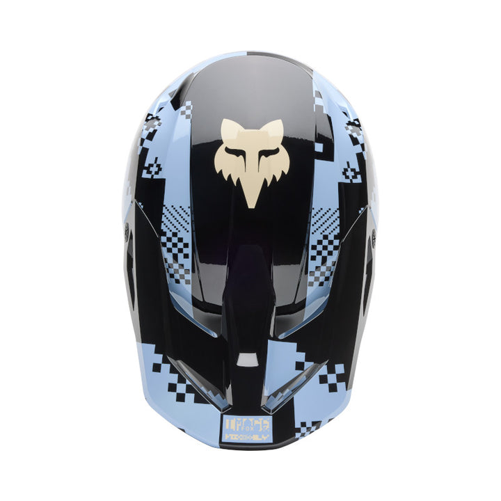 2025 Spring Fox V1 Digi Image Blue Motocross Helmet