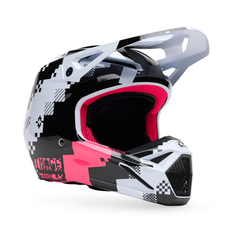 2025 Spring Fox V1 Digi Image Black Pink Motocross Helmet