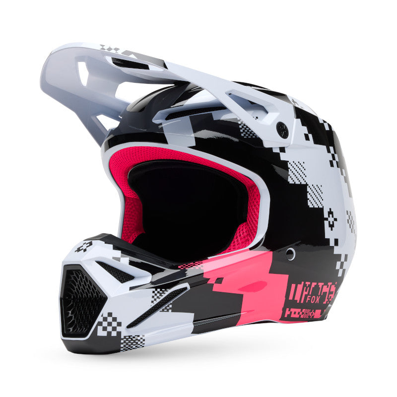 2025 Spring Fox V1 Digi Image Black Pink Motocross Helmet