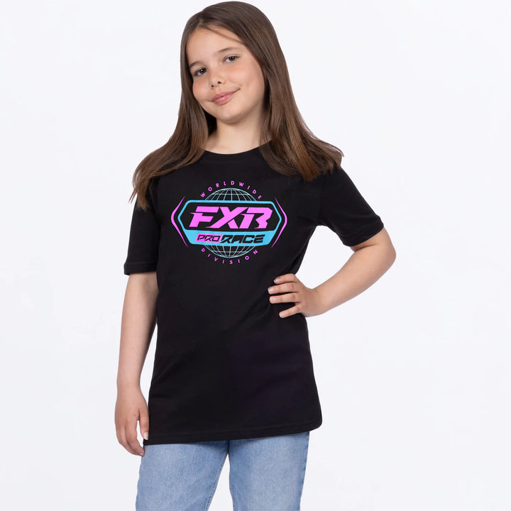 FXR Youth Race Division Premium Tee Black Pink