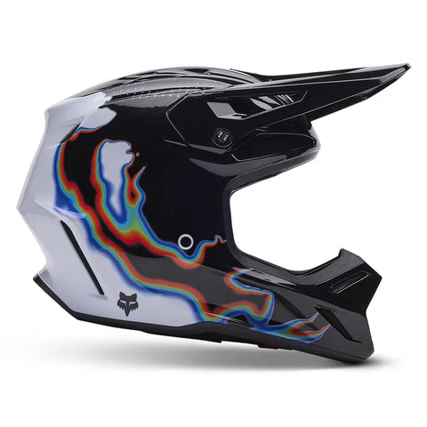 Limited Edition Scans FOX V3 RS Black White MX Helmet