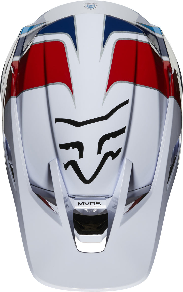 Fox V3 Durven White Red Blue Motocross Helmet