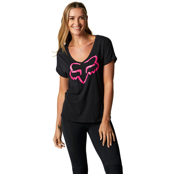 Fox Ladies Boundary Tee Black Pink