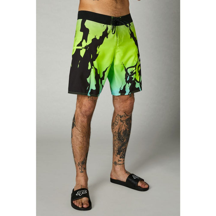 Fox PYRE Boardshort 19" Light Grey Flo Green Yellow