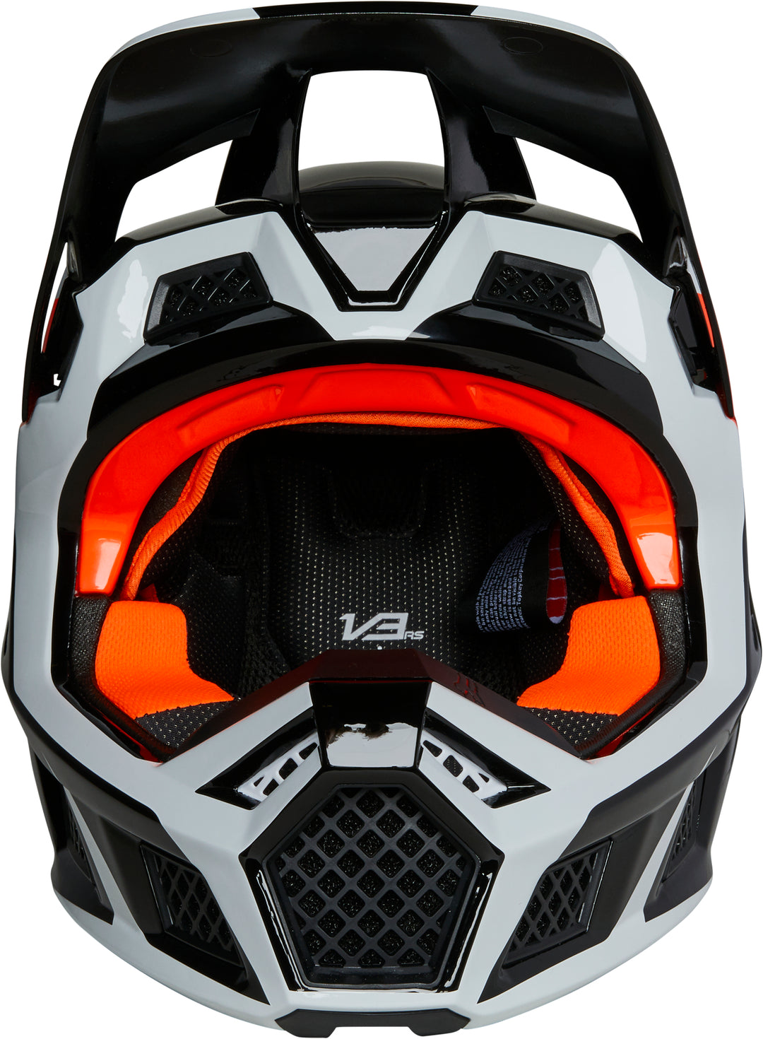 Fox V3 RS DVIDE Black White Orange Motocross Helmet