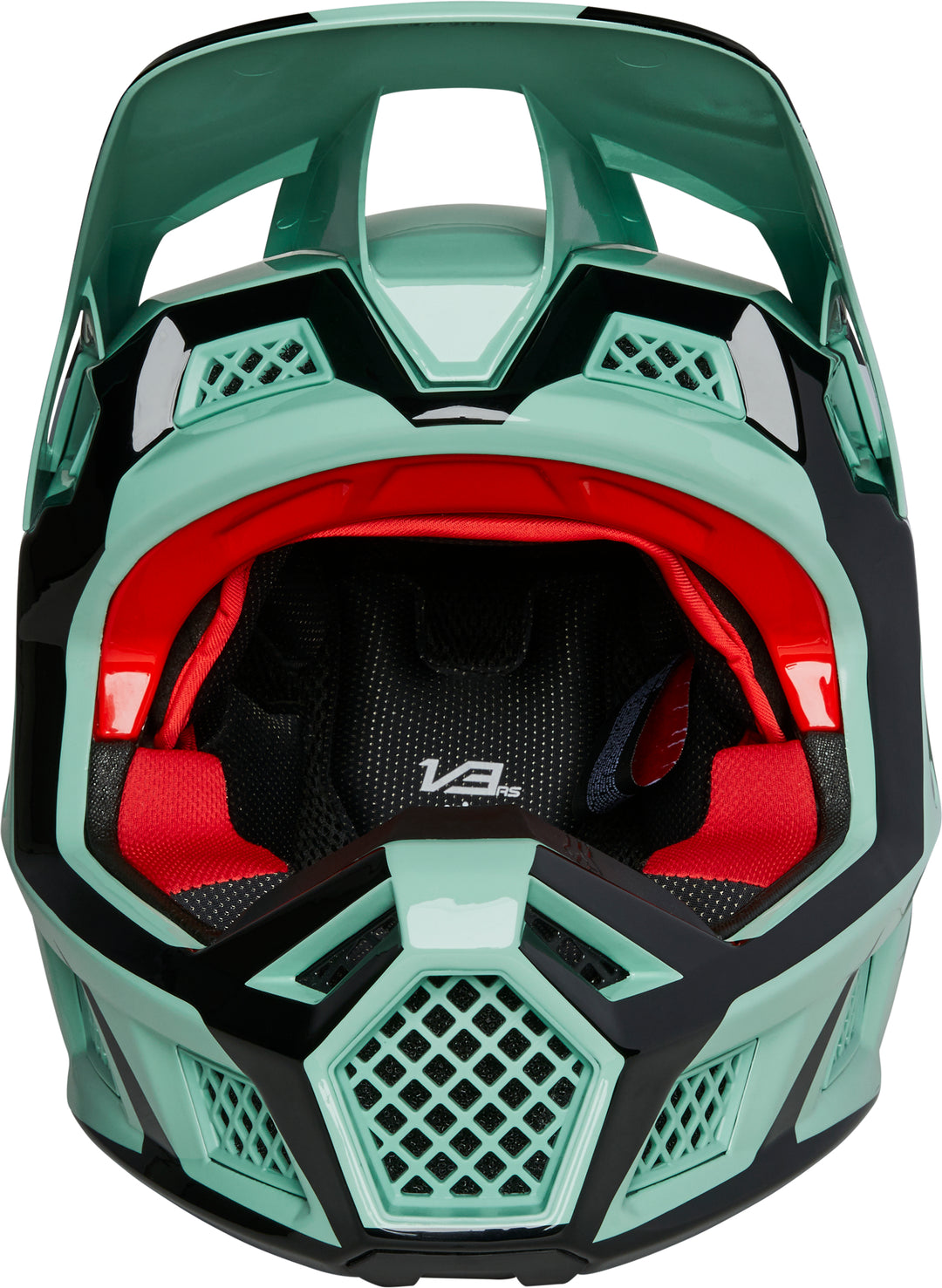 SPRING 2022 Fox V3 RS DVIDE Jade Green Motocross Helmet