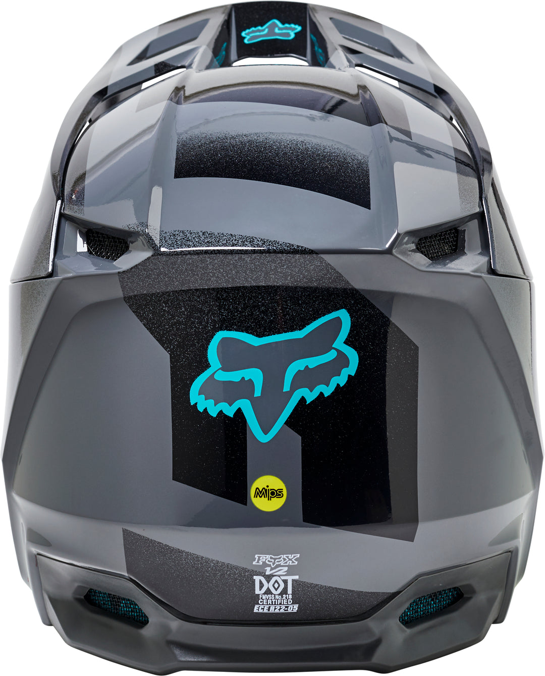 Fox V2 RKANE Grey Blue Yellow Motocross Helmet