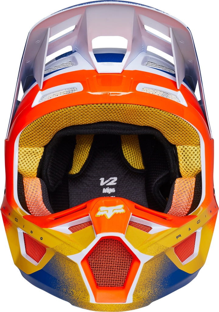 Fox V2 RKANE Blue Orange Motocross Helmet