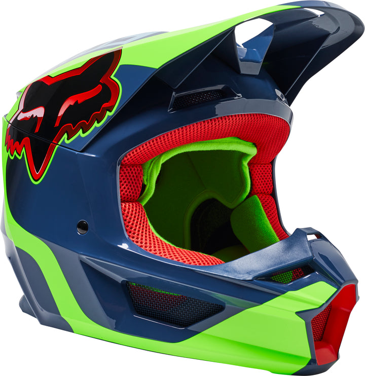 SPRING 2022 Fox V1 VENZ Blue Yellow Motocross Helmet