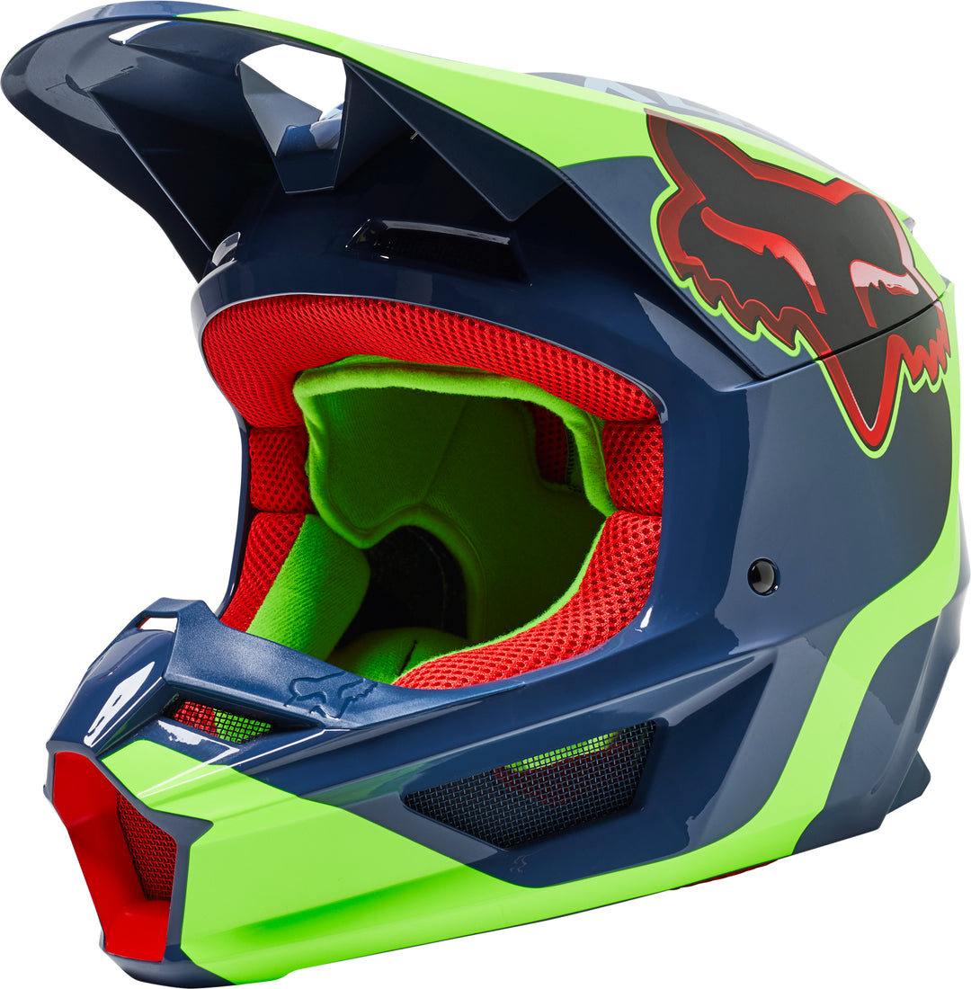 SPRING 2022 Fox V1 VENZ Blue Yellow Motocross Helmet