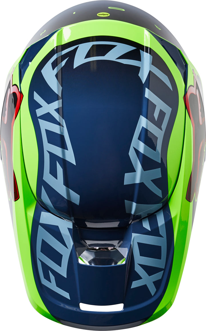 SPRING 2022 Fox V1 VENZ Blue Yellow Motocross Helmet