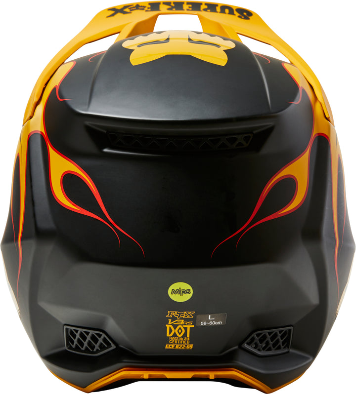 Fox SUPR TRIK Limited Edition V3 RS Yellow Black Motocross Helmet